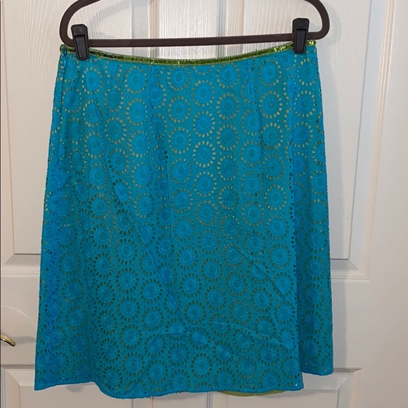 Two piece lime green and aqua skirt/top set - Picture 5 of 6